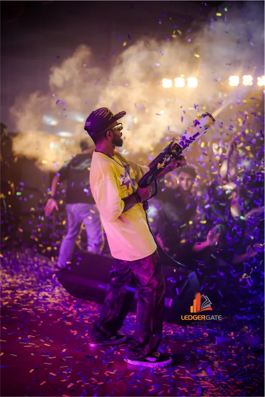 Dabzee performing at ledgerGate Dabzee, a singer performing at an event